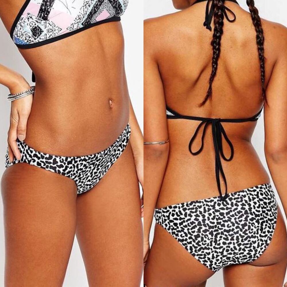 REVOLVE Evil Twin XS Black White Cosmos Crop Animal Print Low Rise Bikini Bottom